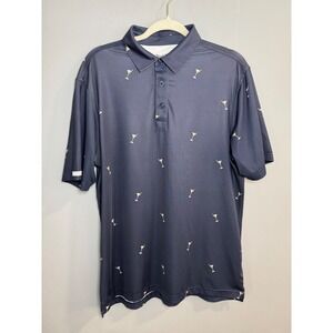 Straight Down Mens Polo Shirt Martini Print Short Sleeve Golf Shirt‎ Size M